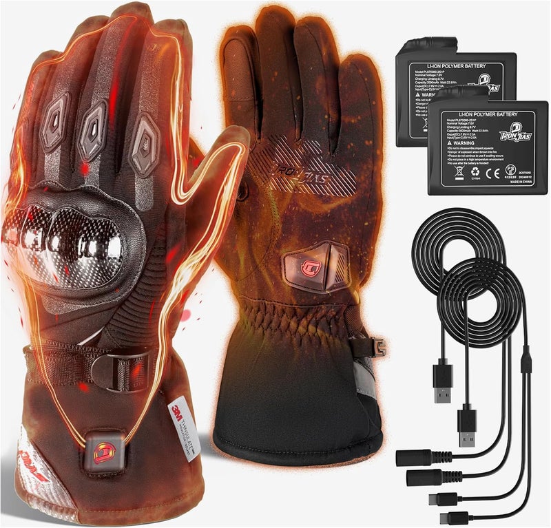 BORLENI Heated Motorcycle Gloves, Fingertip Heating, Waterproof, Touchscreen, 3000 mAh Battery, Car USB Power Supply - Image 1